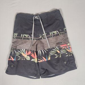 Airwalk Board Shorts Mens 32 Black Tropical Floral Surf Swim Stretch 21”
